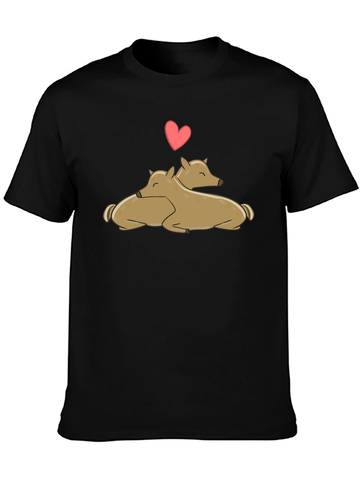 Cute Deer Love Black T-Shirt