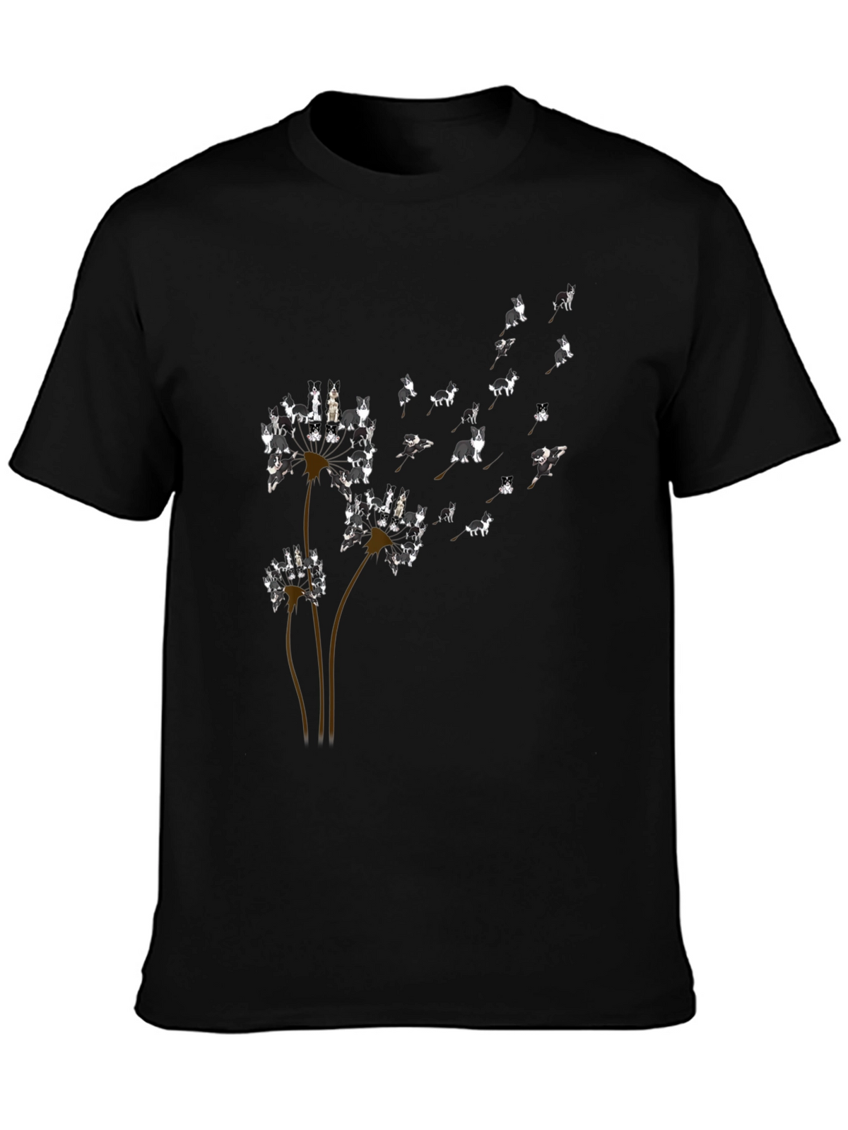Dog Dandelion T-Shirt - Black