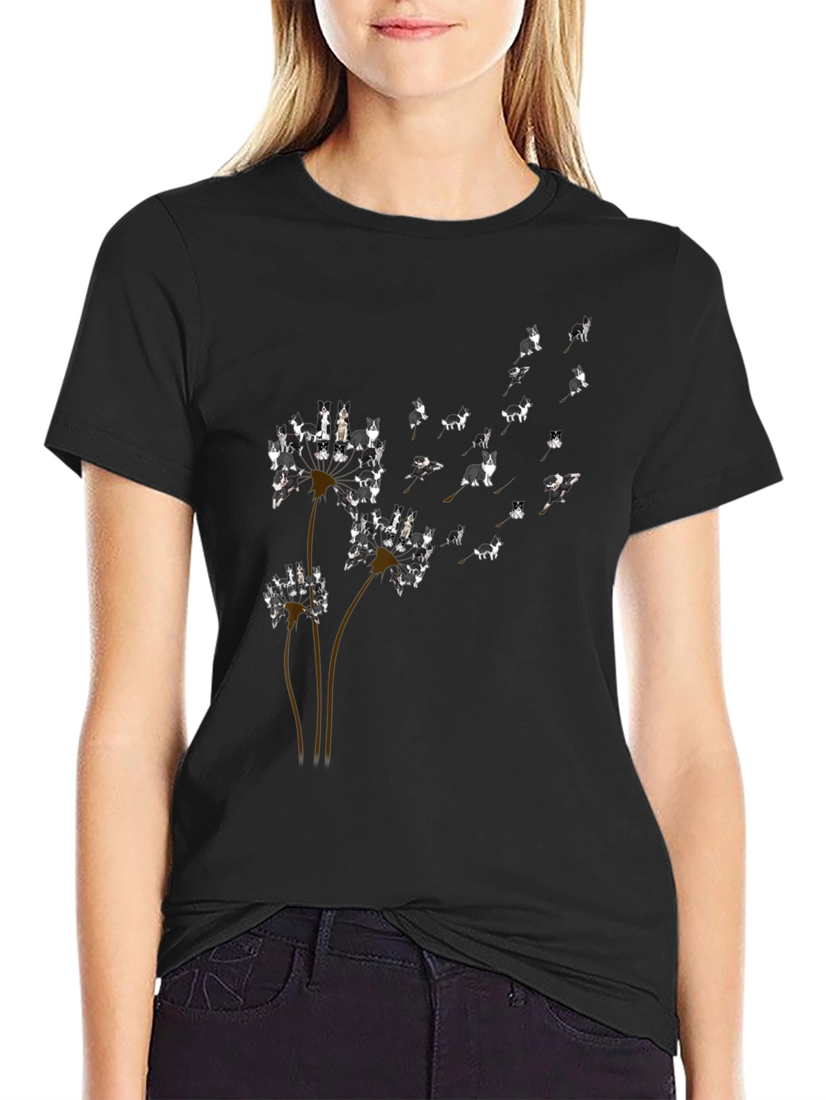 Dog Dandelion T-Shirt - Black