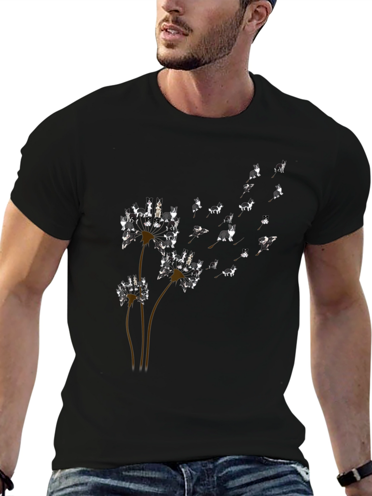 Dog Dandelion T-Shirt - Black