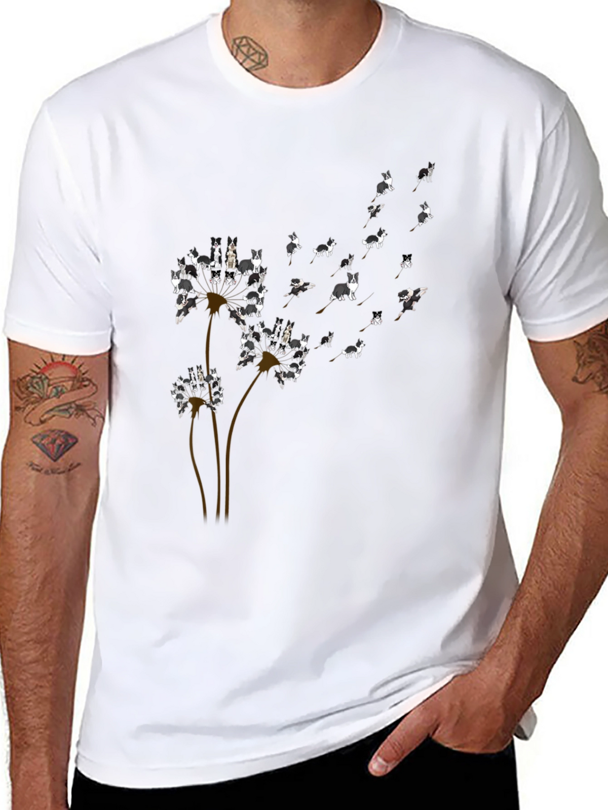 Dog Dandelion T-Shirt - Black