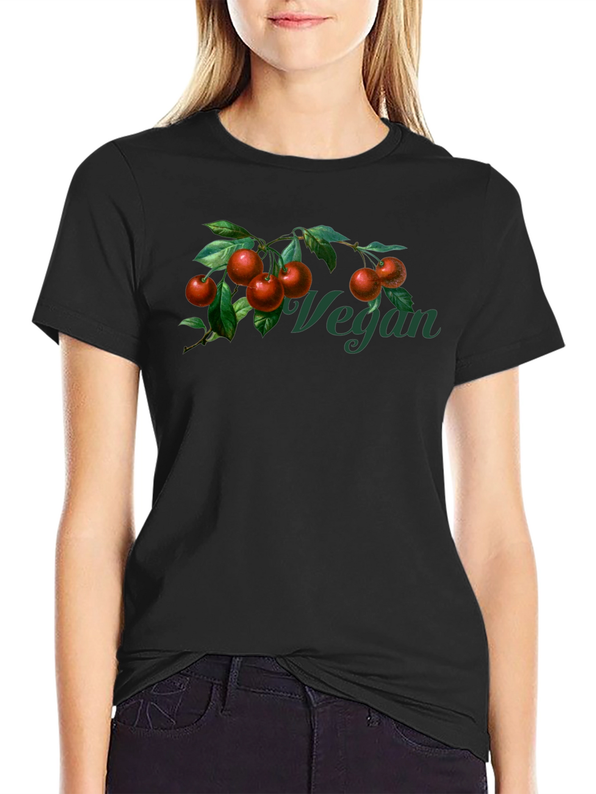 Vegan Cherry Branch Graphic T-Shirt - Unisex