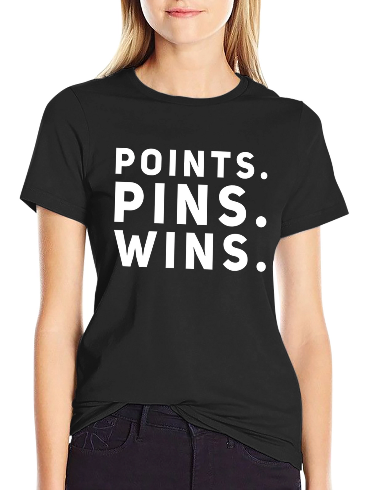 Points Pins Wins Black Graphic Tee