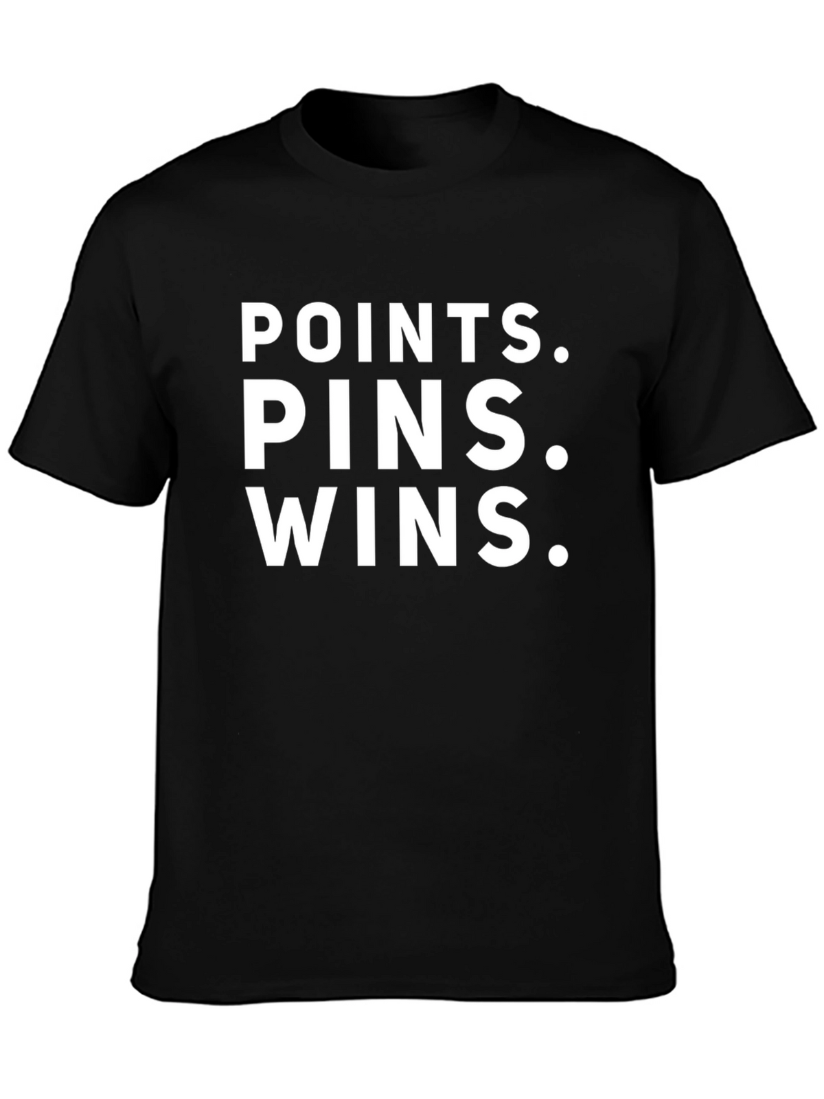 Points Pins Wins Black Graphic Tee