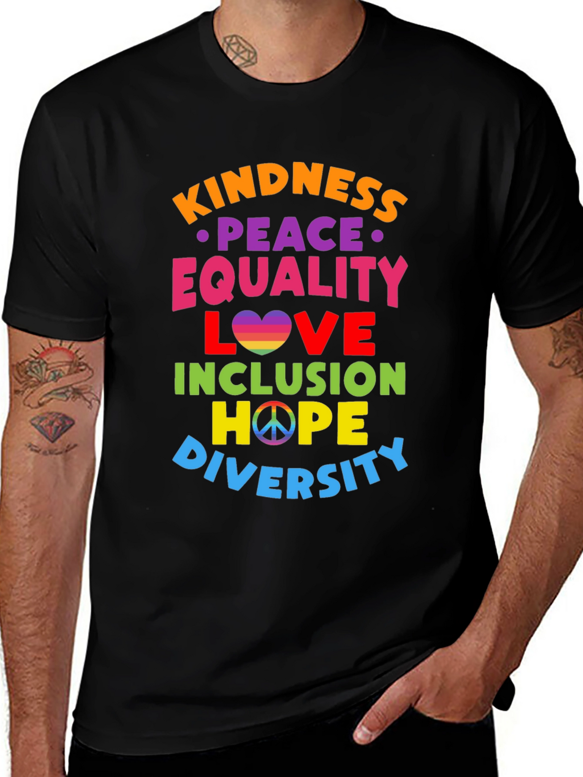 Kindness Peace Equality Love Inclusion Hope Diversity T-Shirt