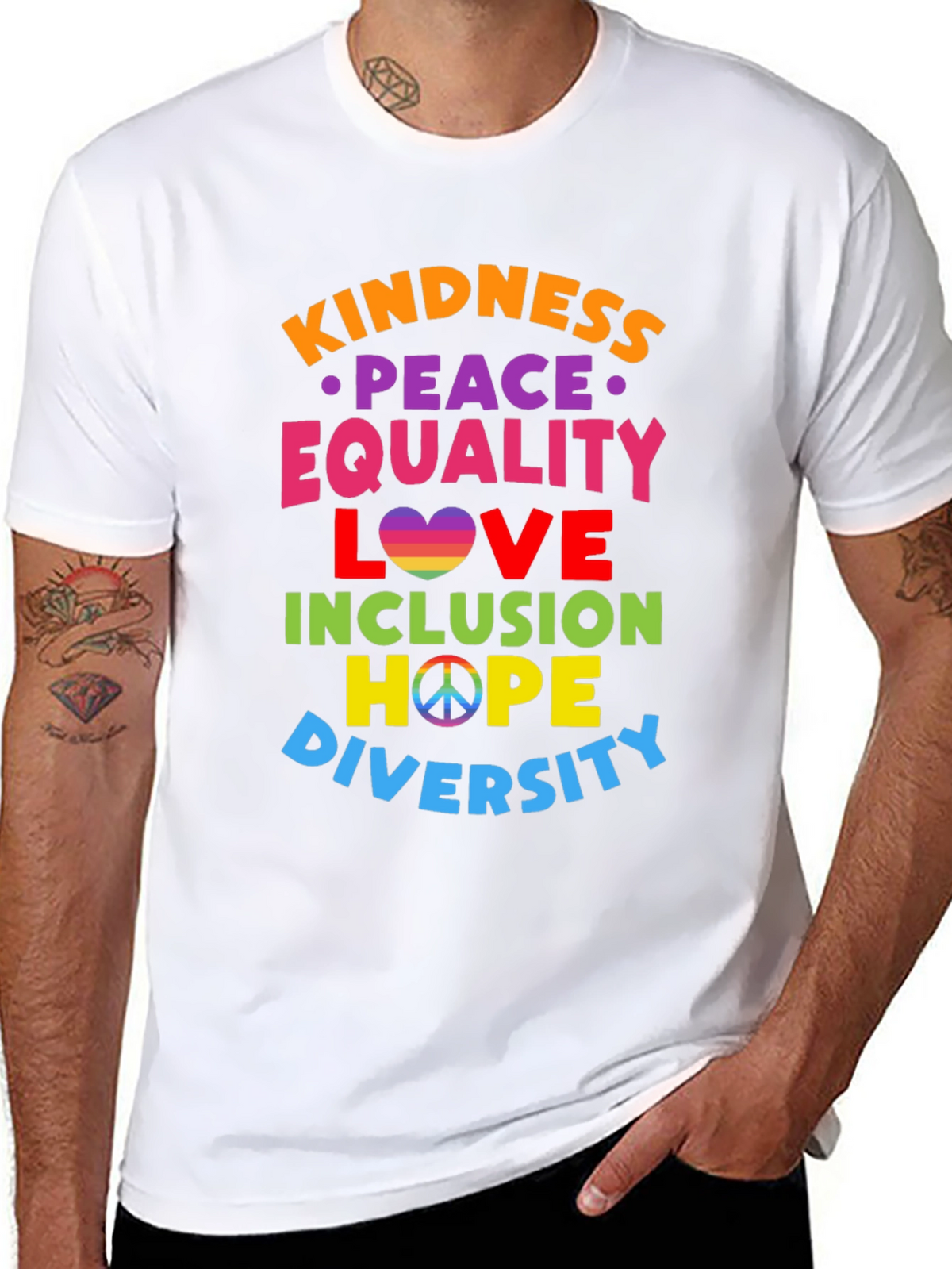 Kindness Peace Equality Love Inclusion Hope Diversity T-Shirt