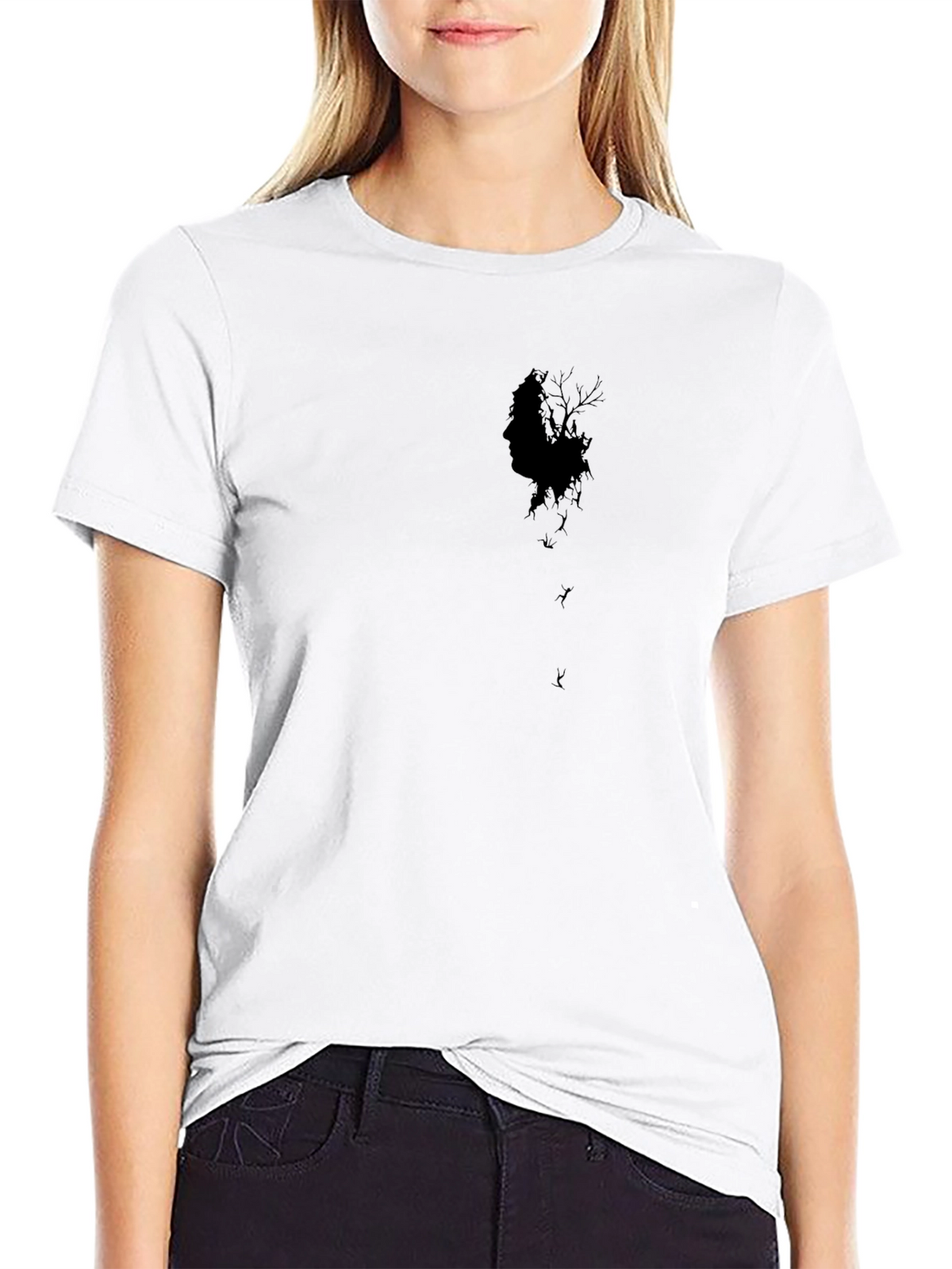 Mens Black Graphic Tee - Eerie Silhouette Design