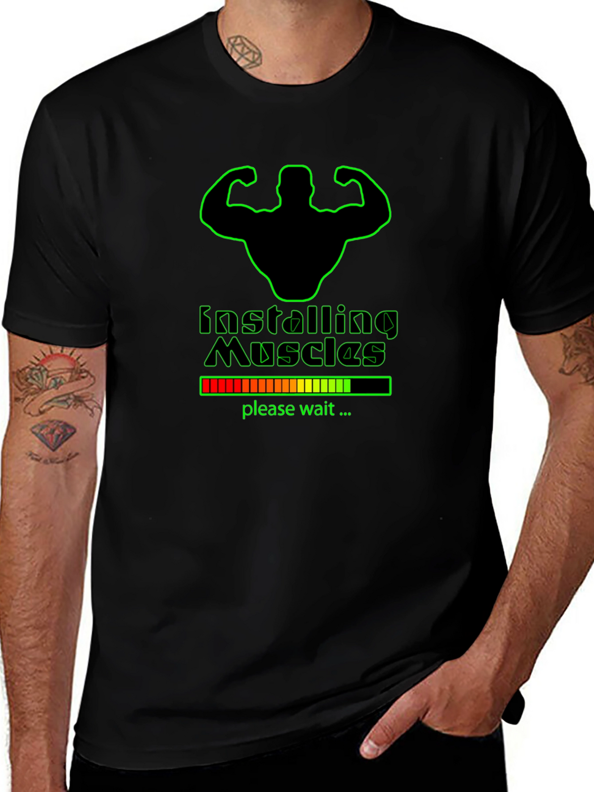 Installing Muscles Graphic T-Shirt - Black