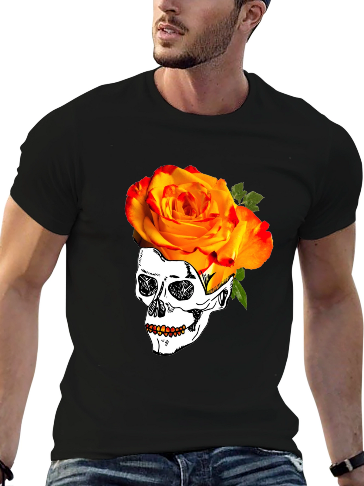 Skull & Rose Graphic T-Shirt - Unique Design