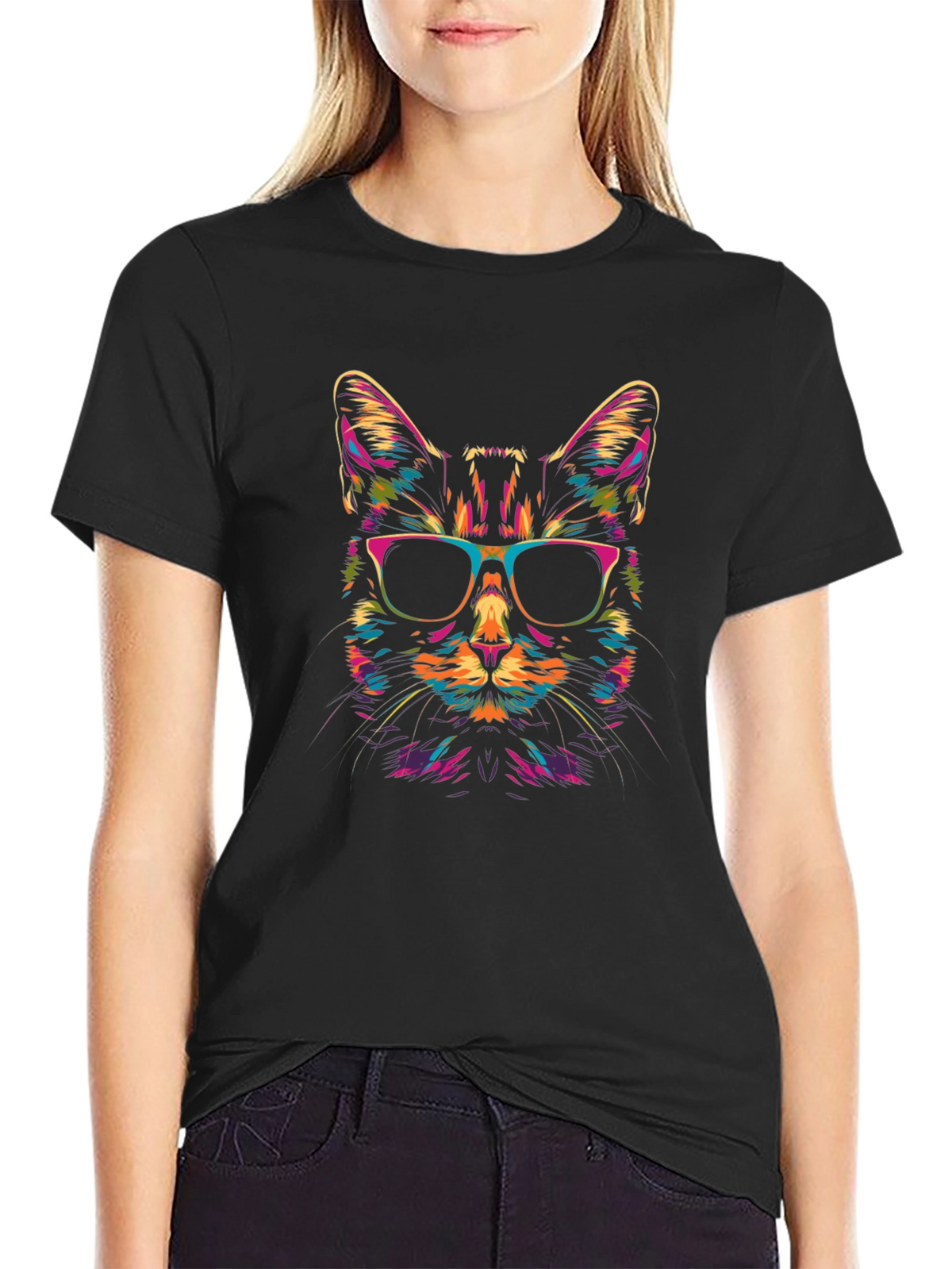 Cool Cat Graphic Tee - Unisex Black T-Shirt
