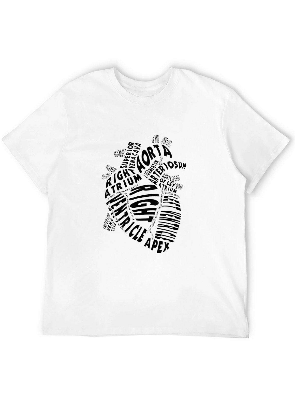 Anatomical Heart Word Art Black T-Shirt
