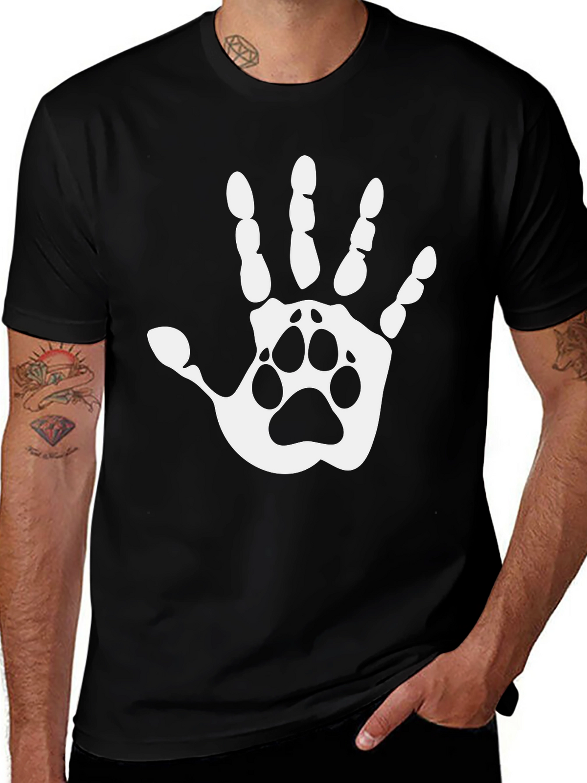Paw Print Hand T-Shirt - Animal Lover Tee