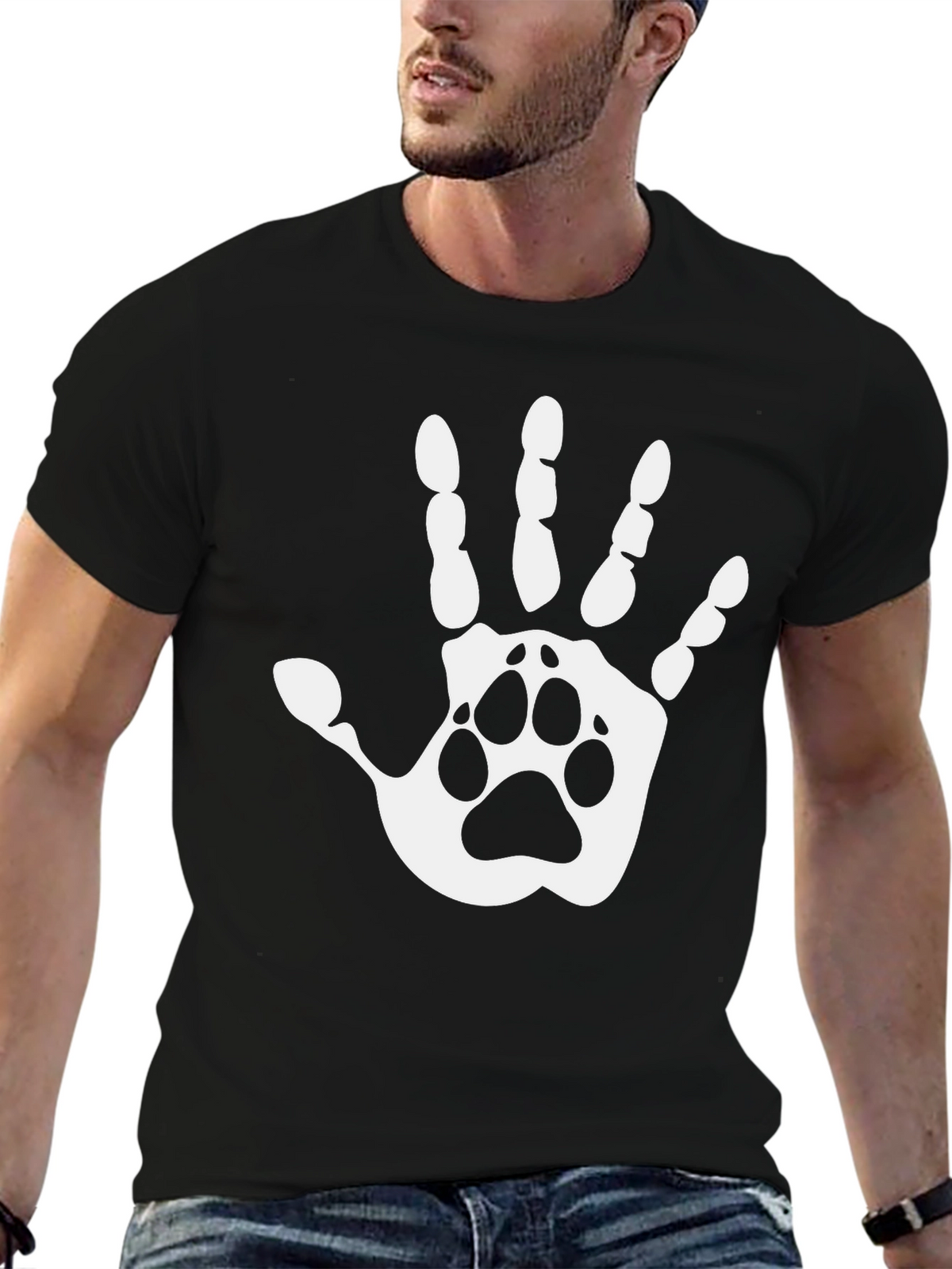 Paw Print Hand T-Shirt - Animal Lover Tee