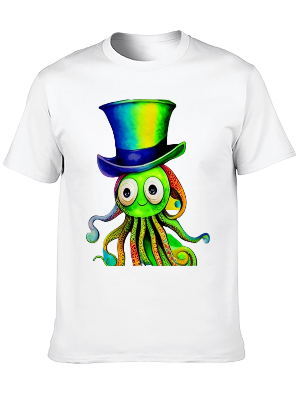 Cartoon Octopus Top Hat Graphic Tee