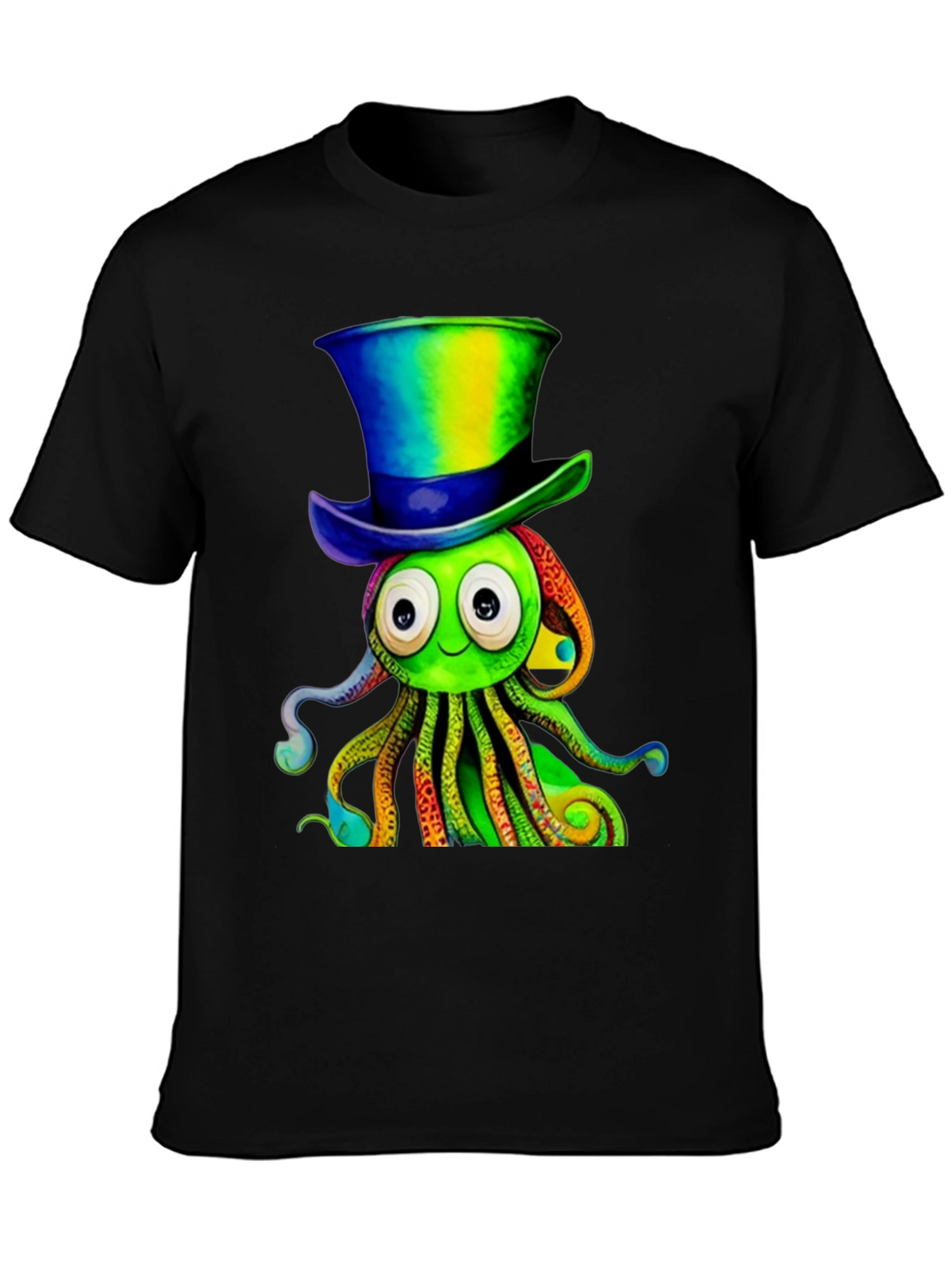 Cartoon Octopus Top Hat Graphic Tee