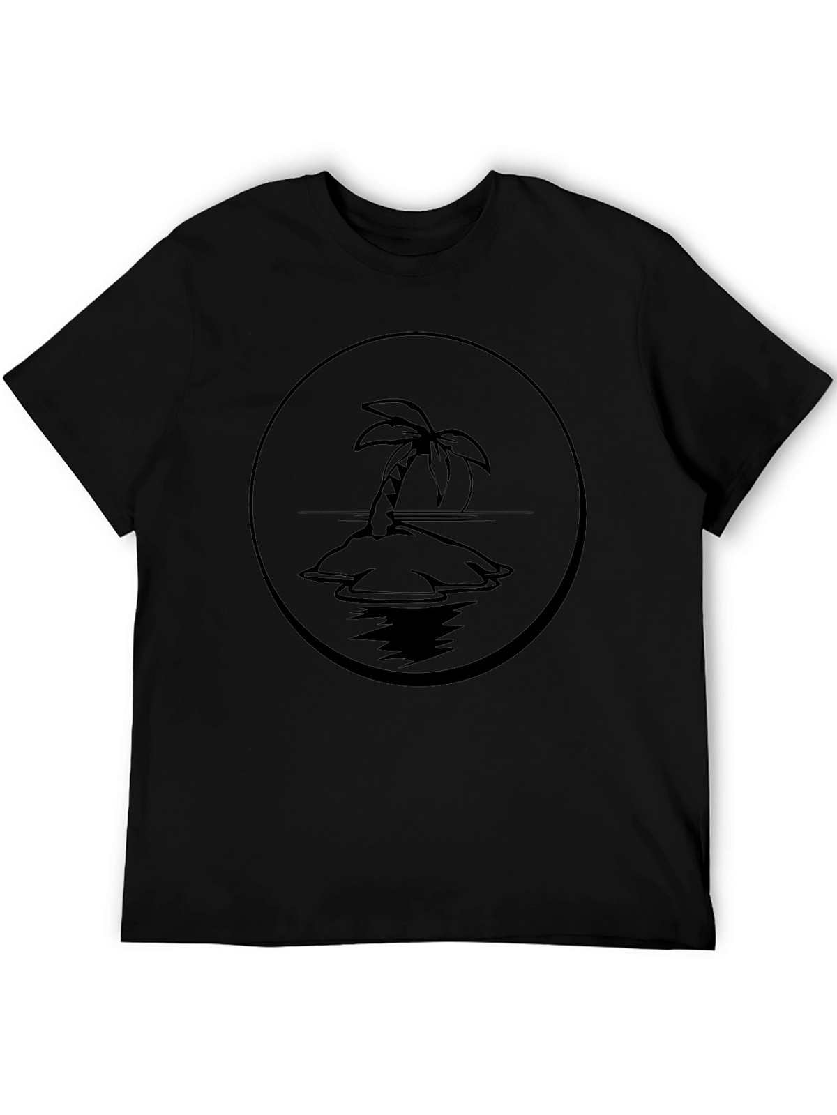 Island Palm Tree Graphic Tee - Black