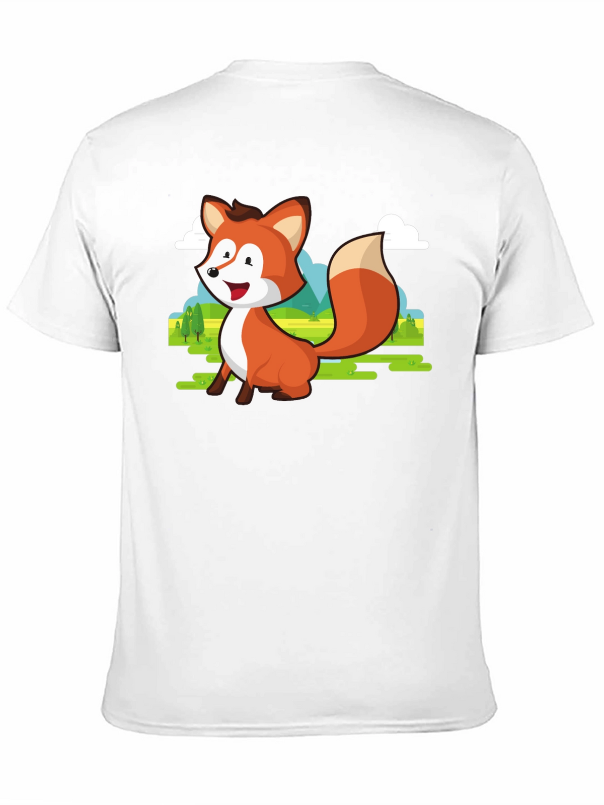 Cute Fox Cartoon T-Shirt - Mens Black Tee