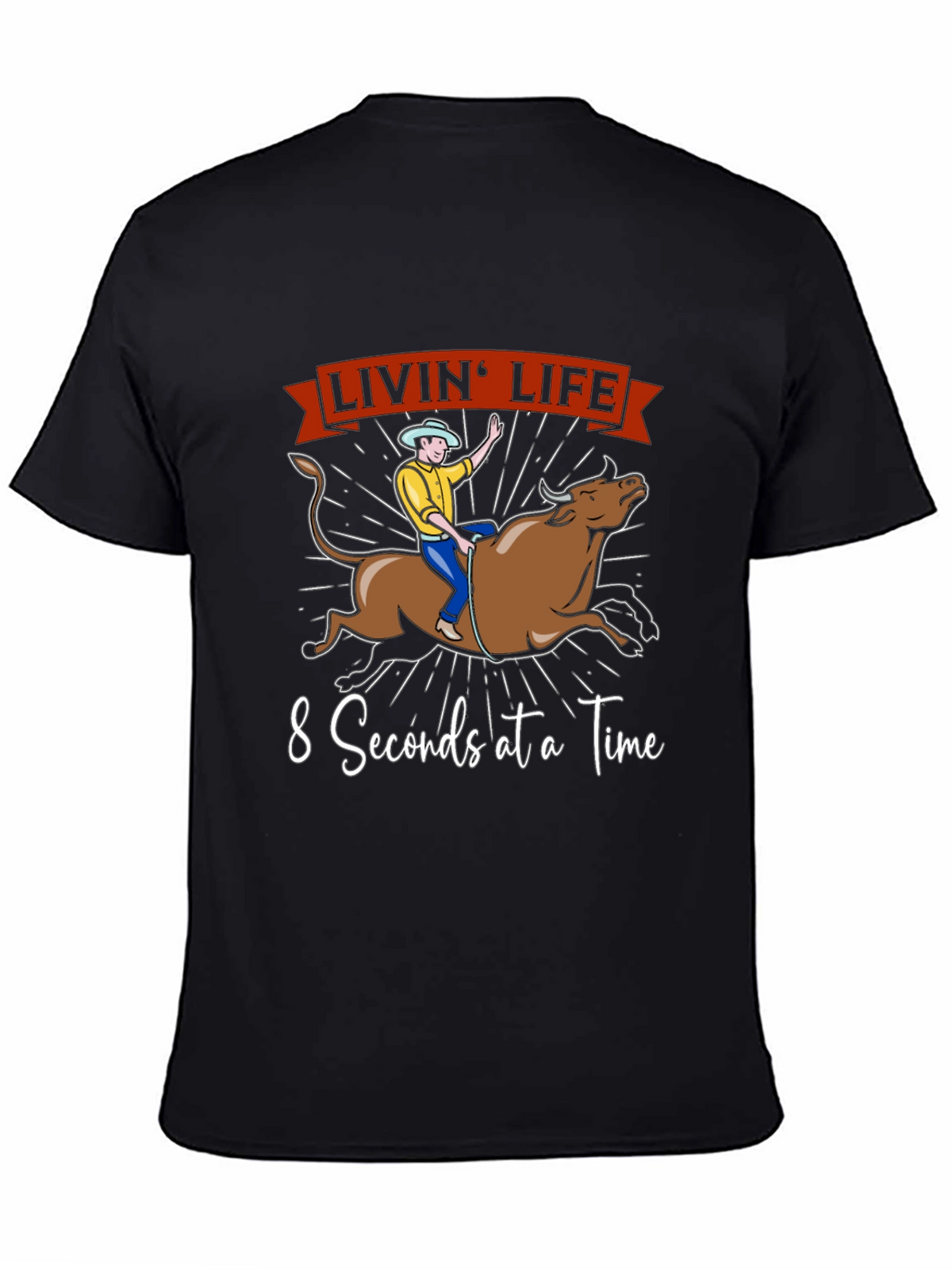 Livin Life Bull Riding Graphic T-Shirt