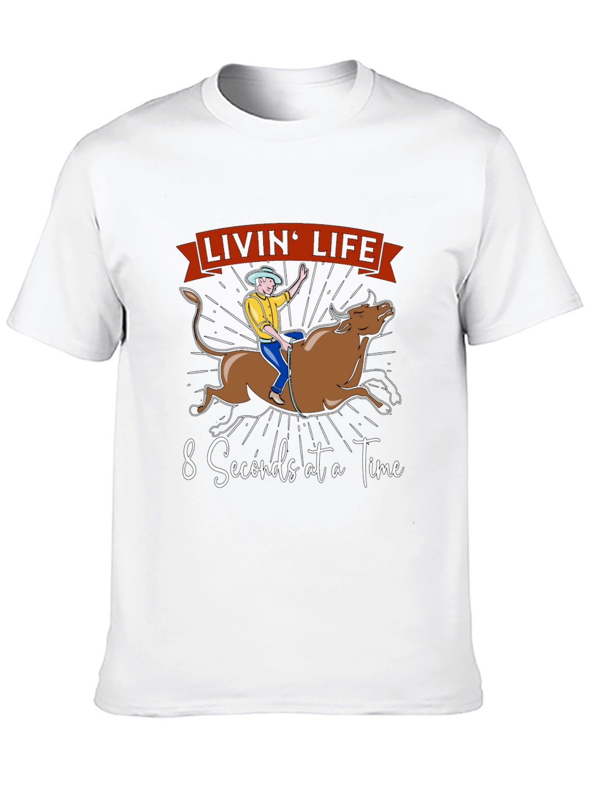 Livin Life Bull Riding Graphic T-Shirt