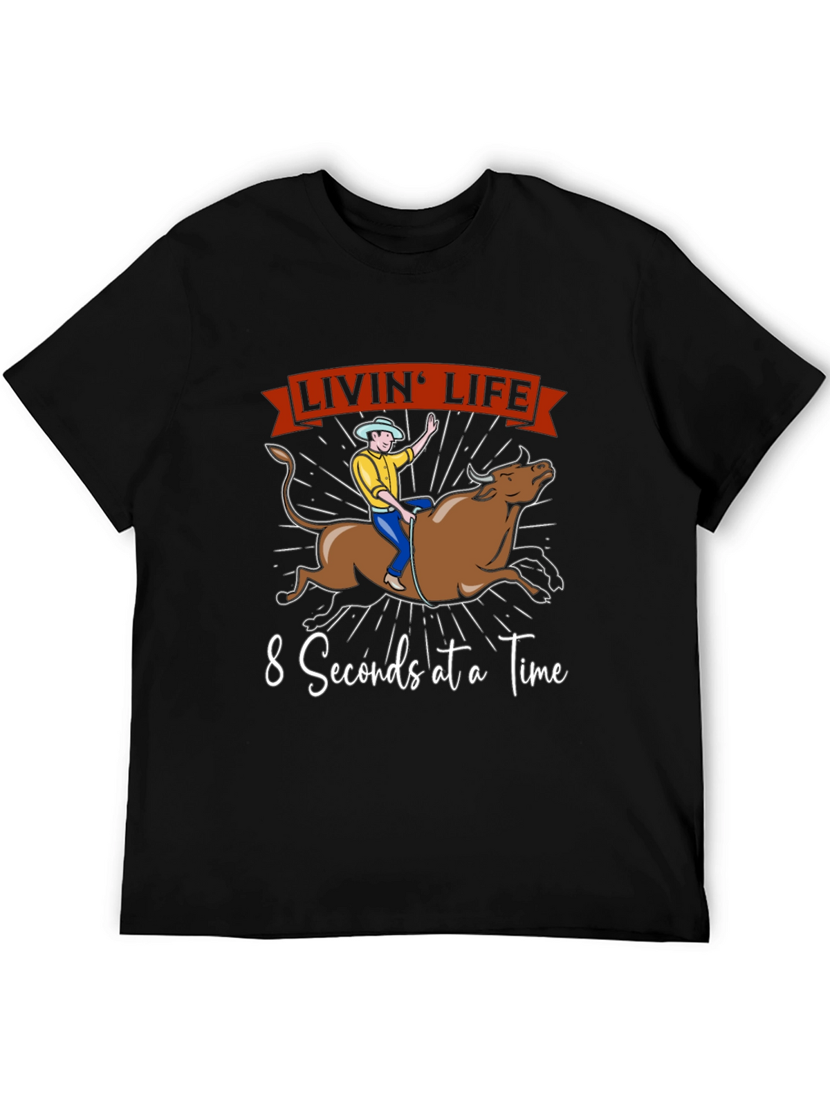 Livin Life Bull Riding Graphic T-Shirt