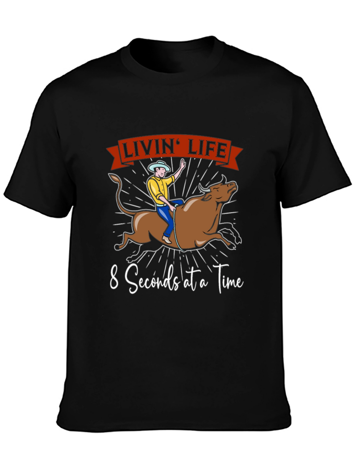 Livin Life Bull Riding Graphic T-Shirt
