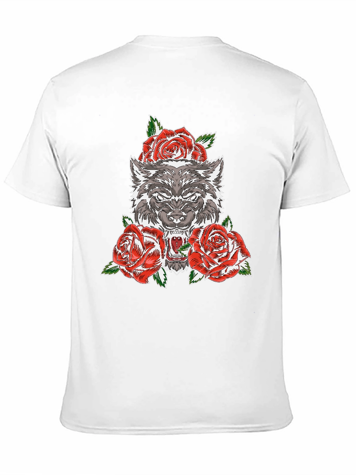 Wolf and Roses Graphic T-Shirt - Black