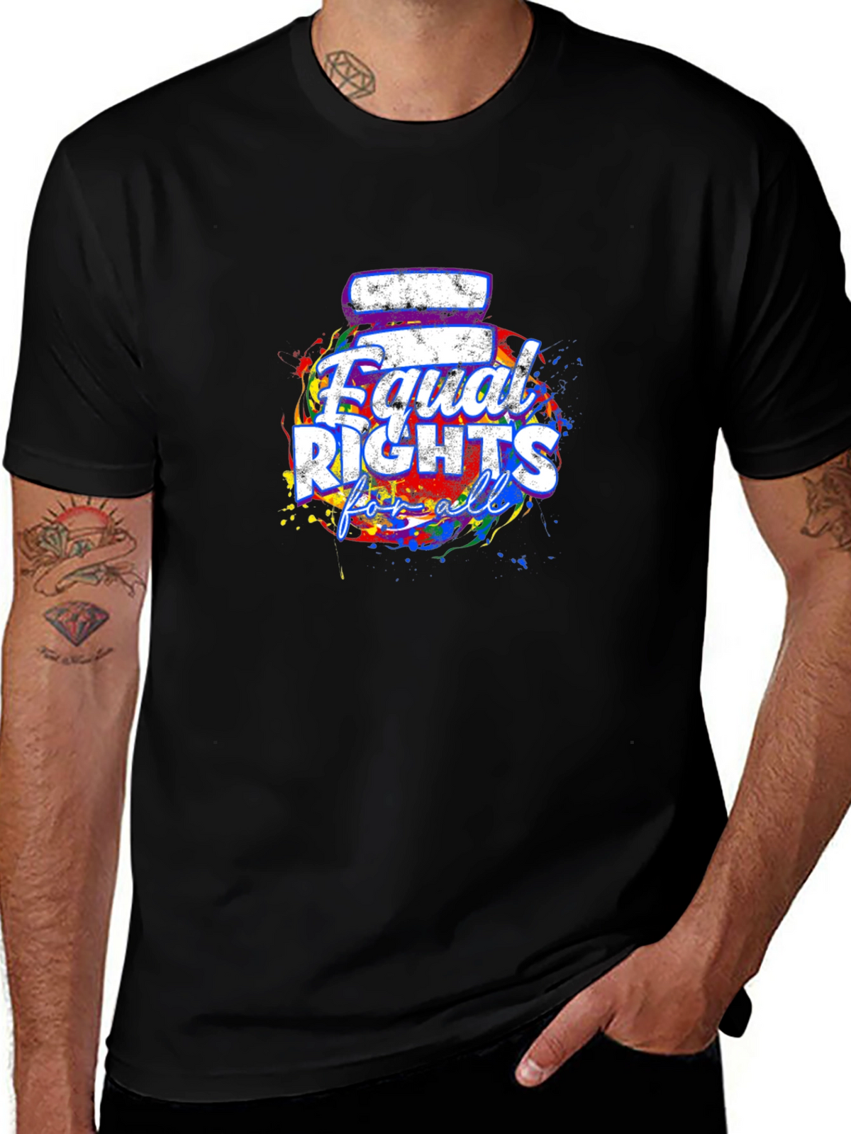 Equal Rights For All T-Shirt Black Crew Neck