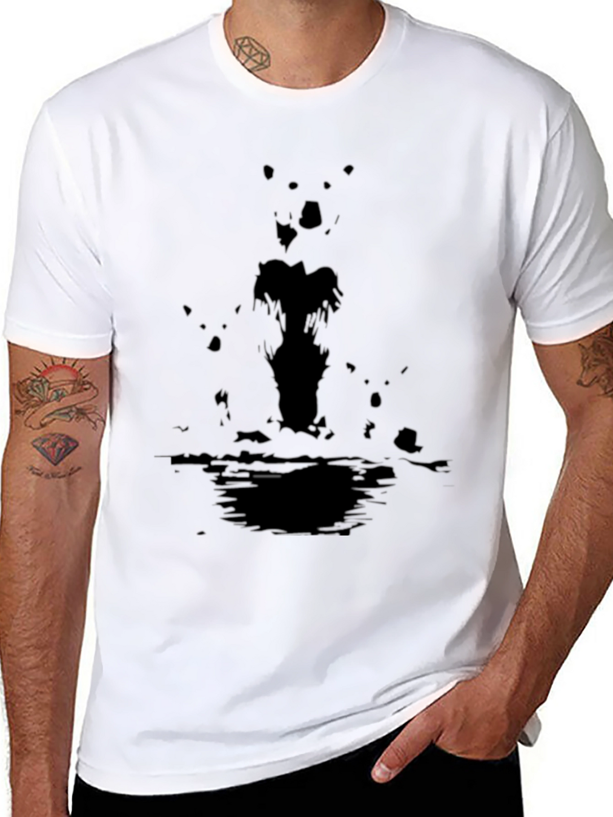 Abstract Black Ink Blot Graphic Tee