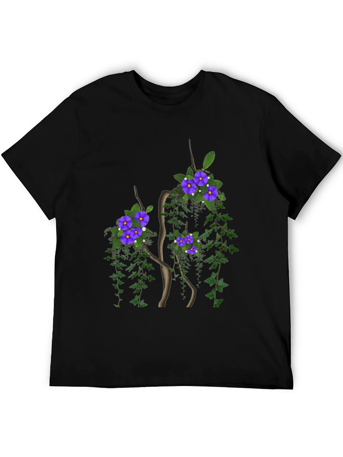 Floral Tree Graphic Black T-Shirt