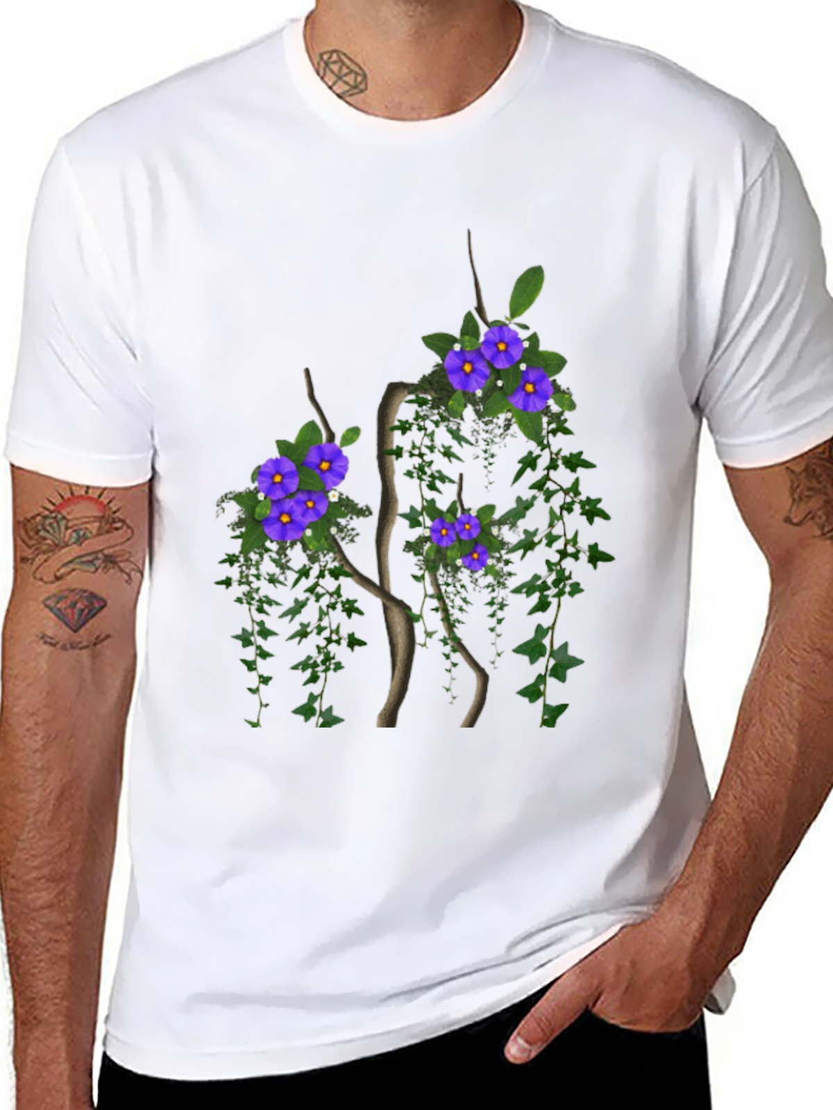 Floral Tree Graphic Black T-Shirt