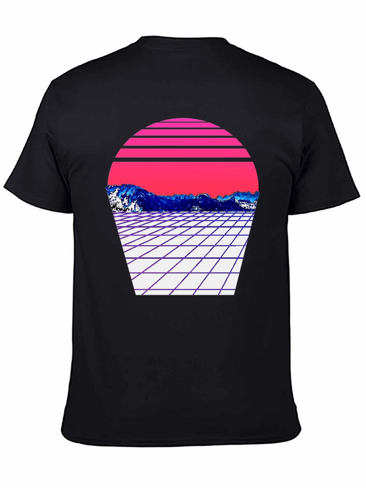 Retro Wave Mountain T-Shirt - Black