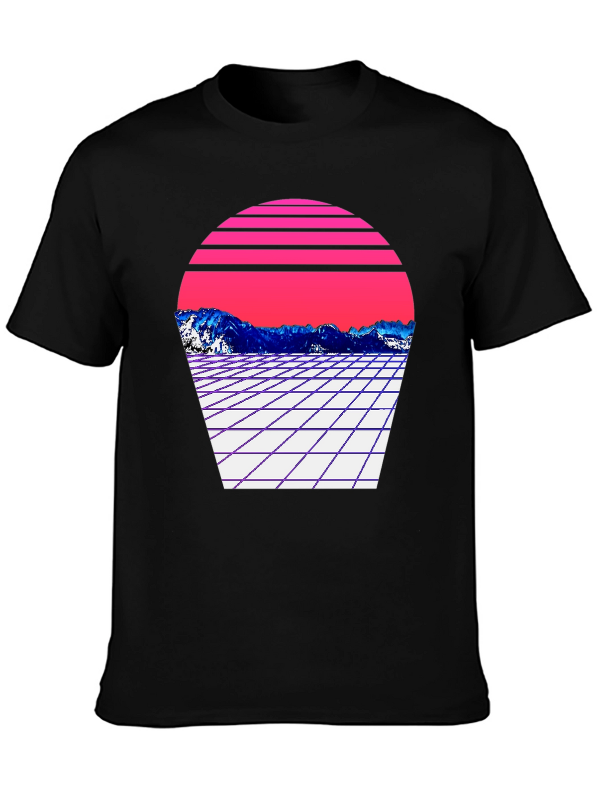 Retro Wave Mountain T-Shirt - Black