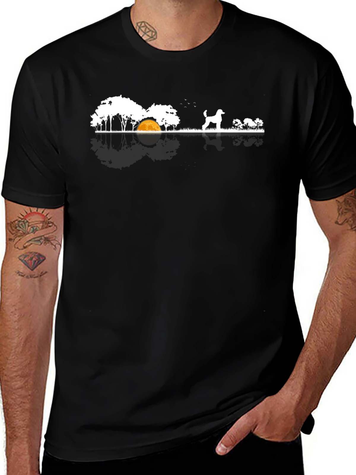Dog Camping Scene T-Shirt - Black
