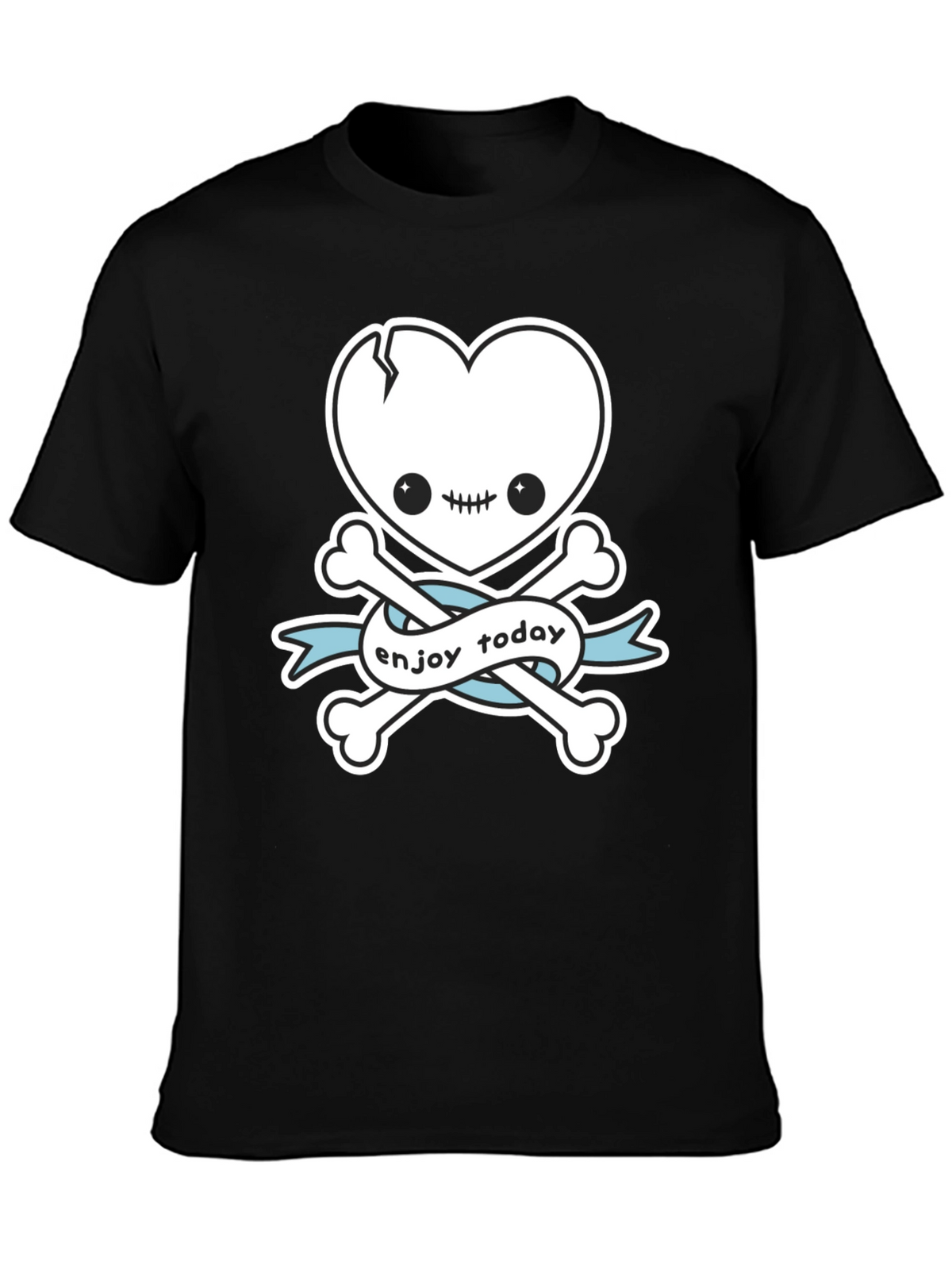 Enjoy Today Heart Skull & Crossbones Graphic T-Shirt