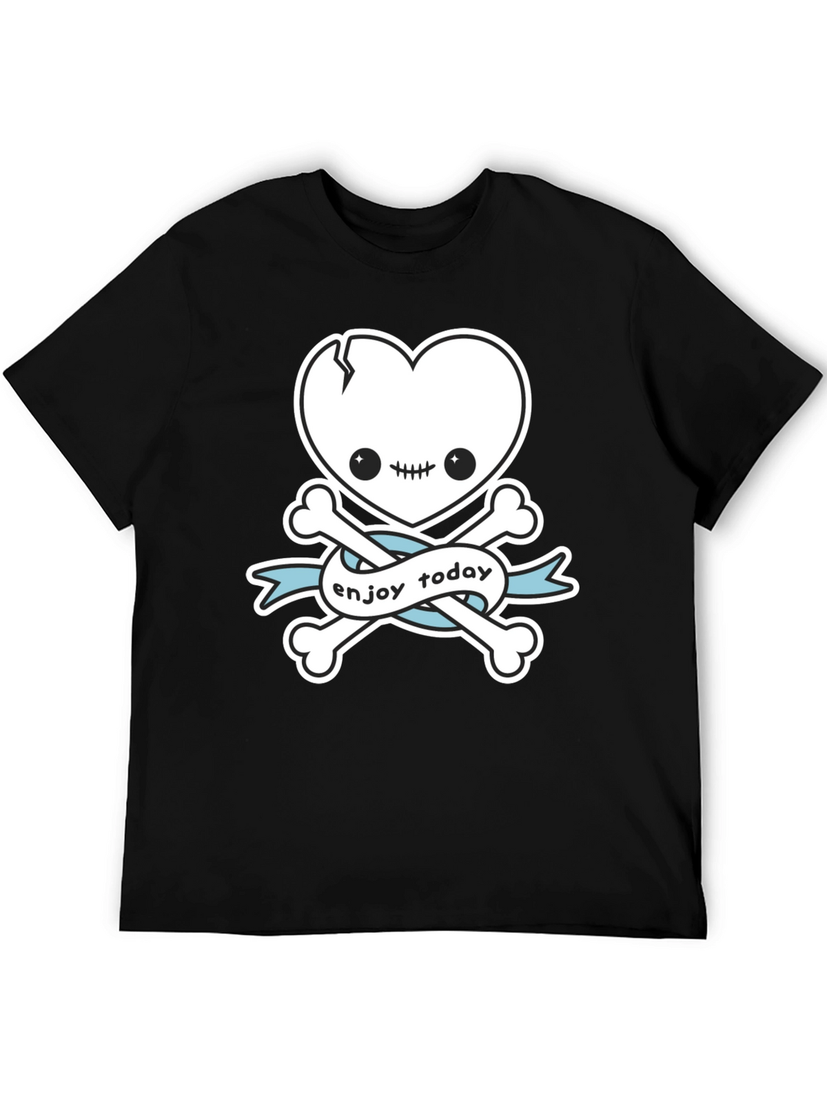 Enjoy Today Heart Skull & Crossbones Graphic T-Shirt