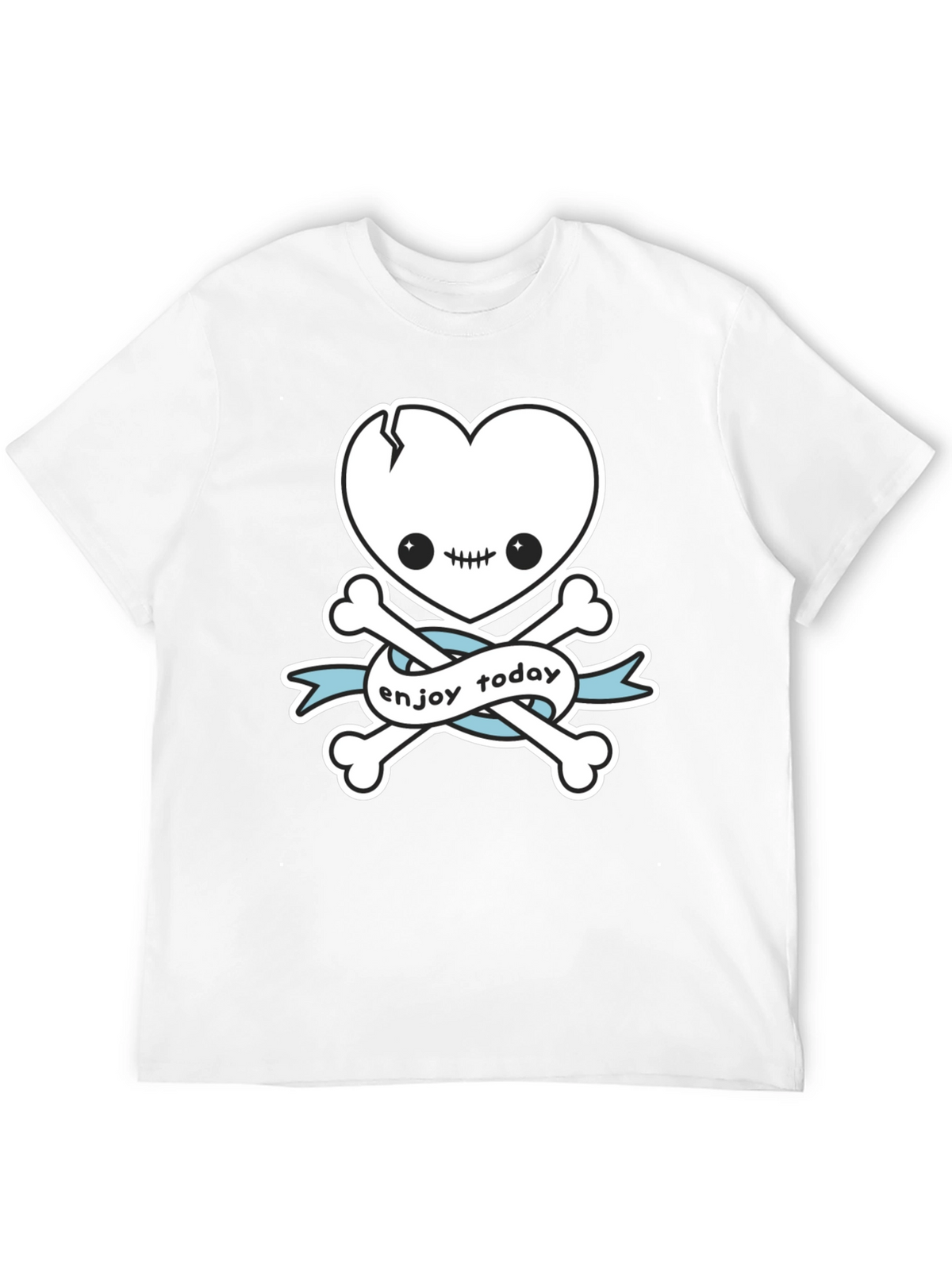 Enjoy Today Heart Skull & Crossbones Graphic T-Shirt