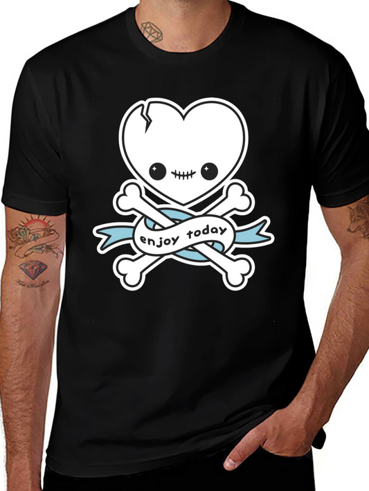 Enjoy Today Heart Skull & Crossbones Graphic T-Shirt