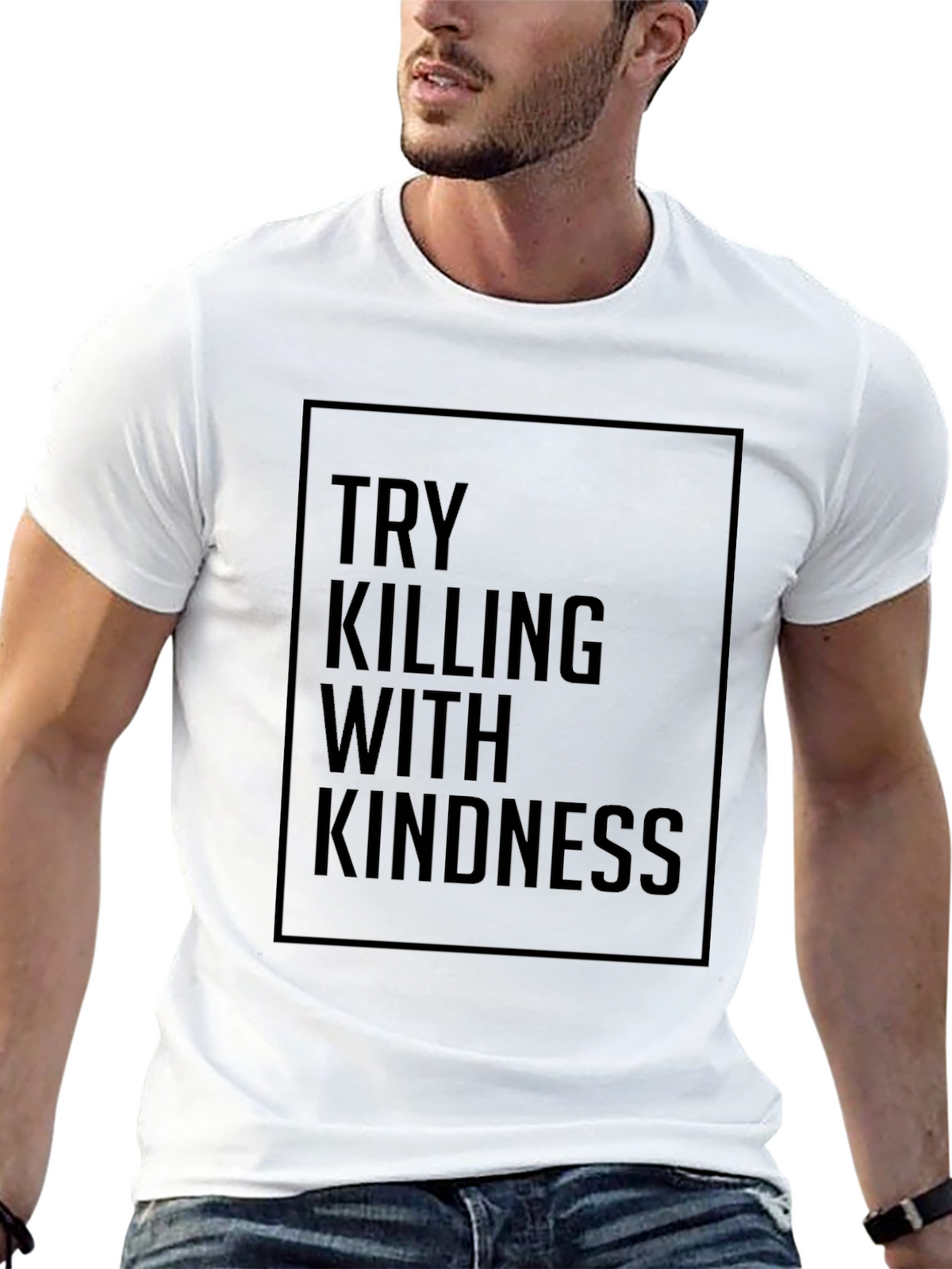 Try Killing With Kindness Black Graphic Tee