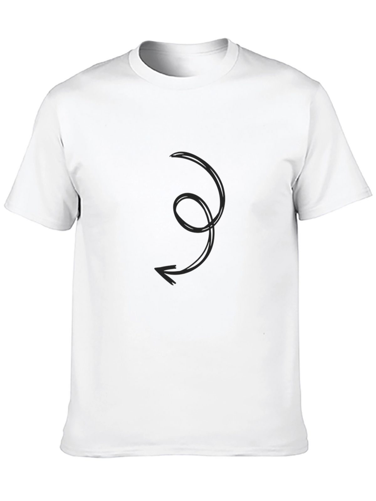 Mens Black Graphic Tee - Swirl Arrow Design