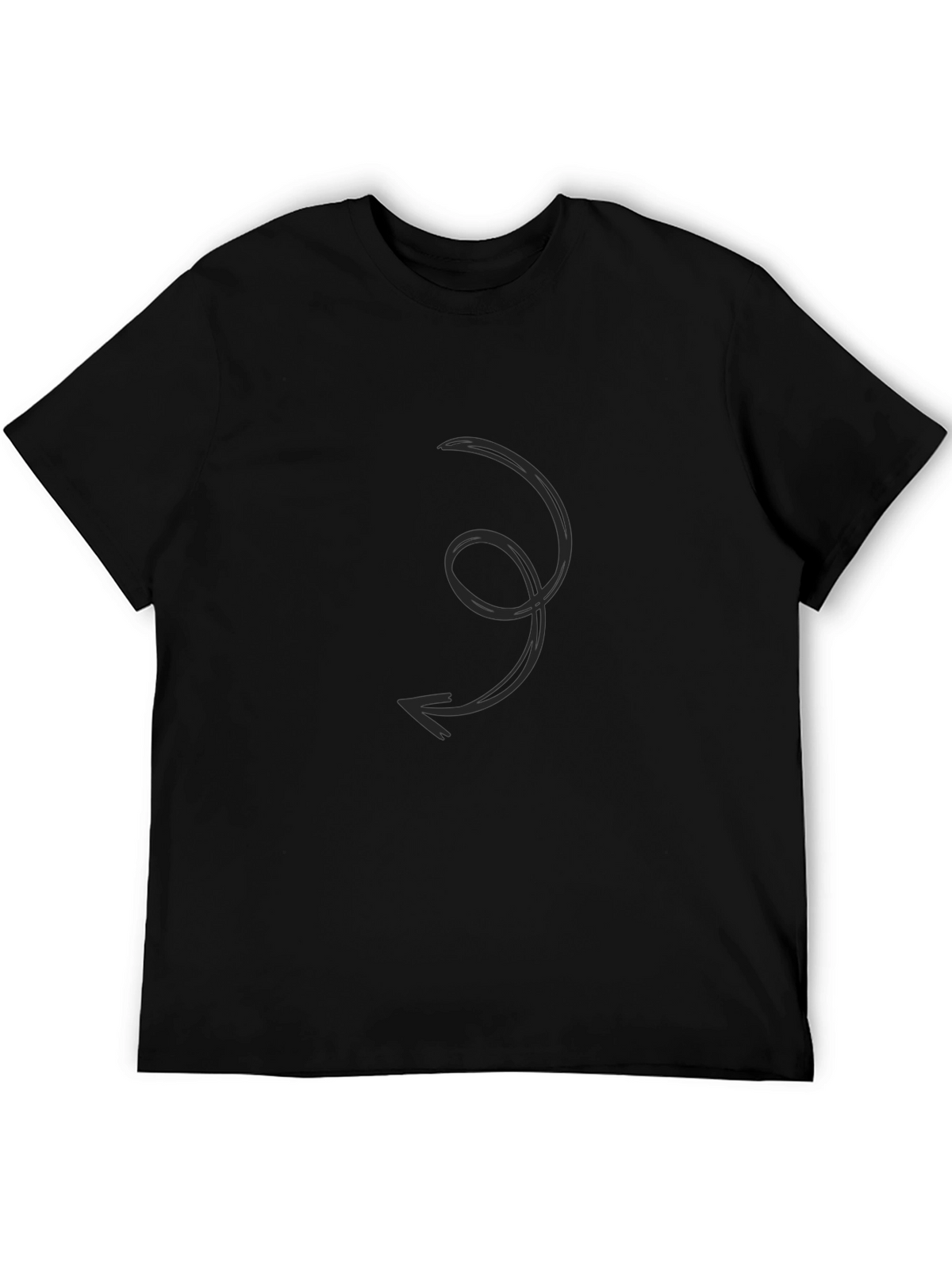 Mens Black Graphic Tee - Swirl Arrow Design