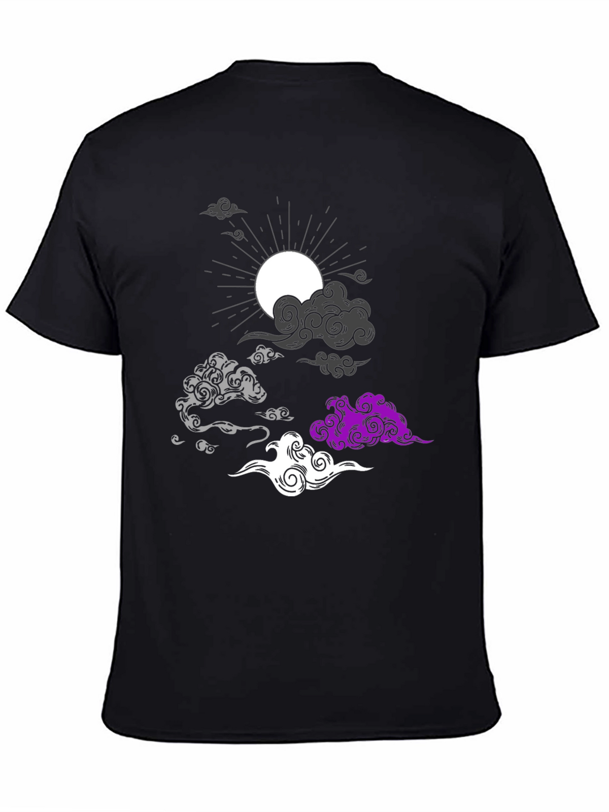 Asexual Pride Clouds Black T-Shirt