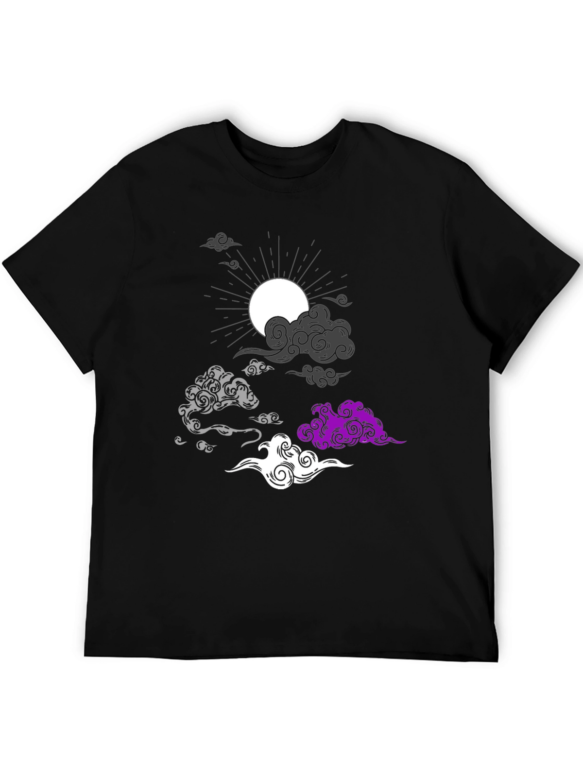 Asexual Pride Clouds Black T-Shirt