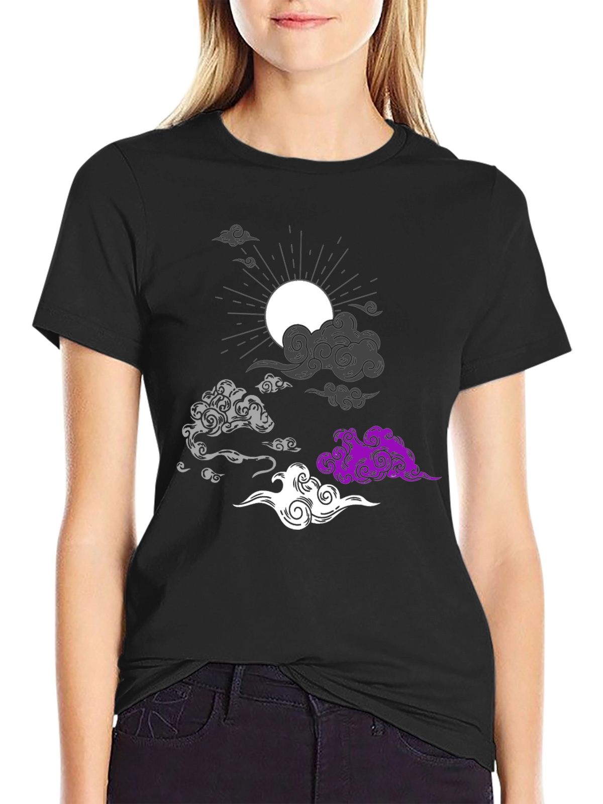 Asexual Pride Clouds Black T-Shirt