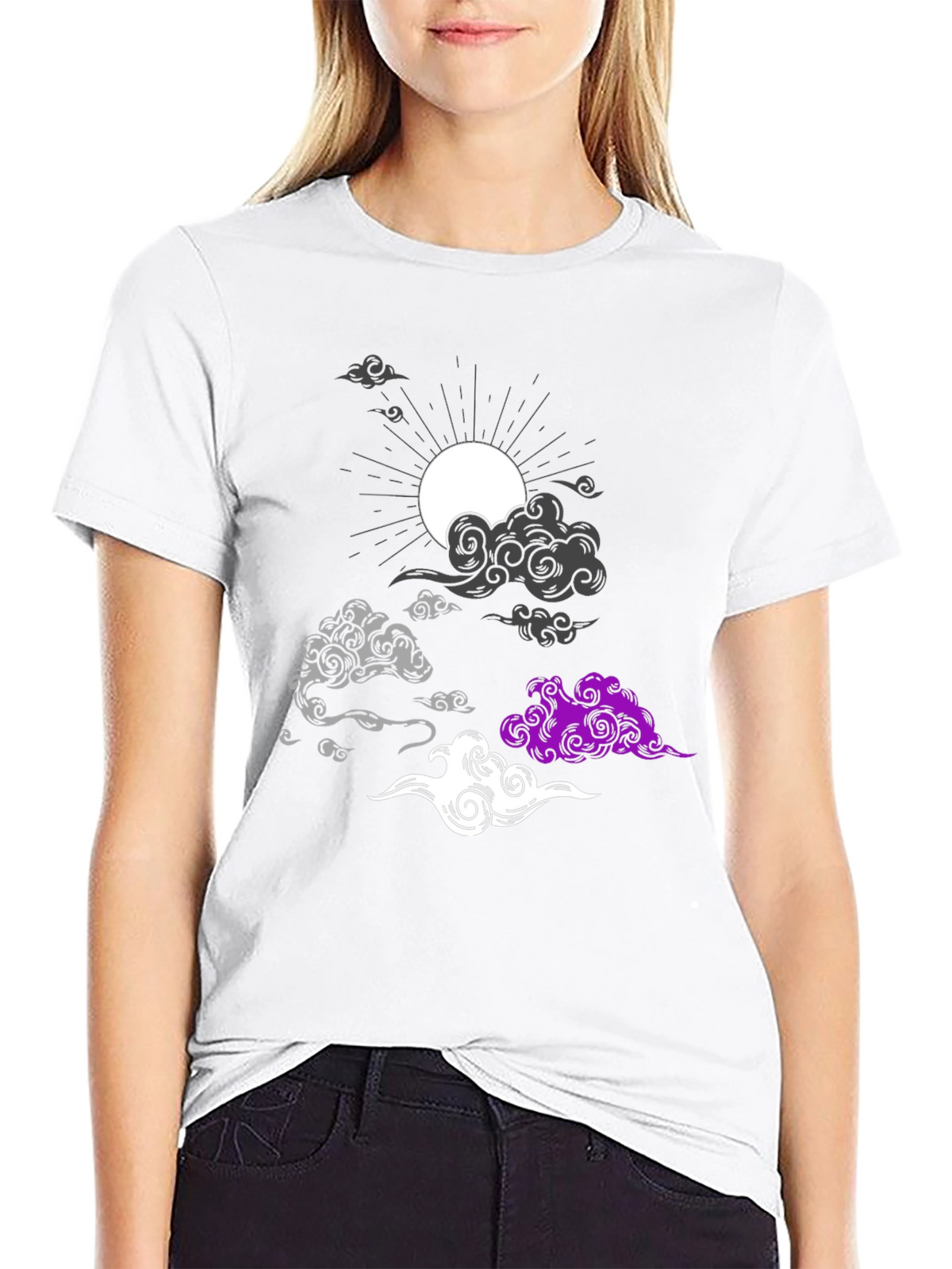Asexual Pride Clouds Black T-Shirt