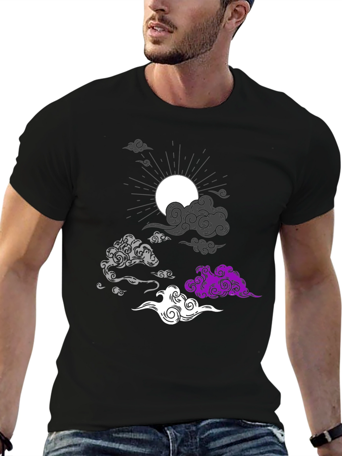 Asexual Pride Clouds Black T-Shirt