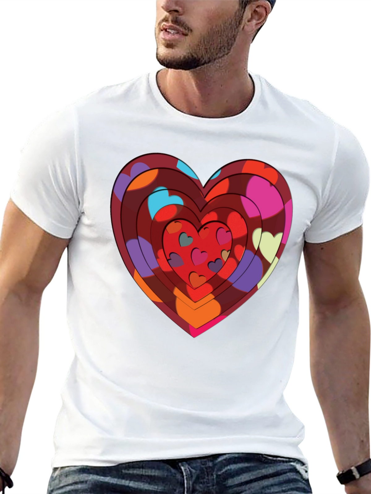 Heart Print Black T-Shirt: Bold & Stylish Design