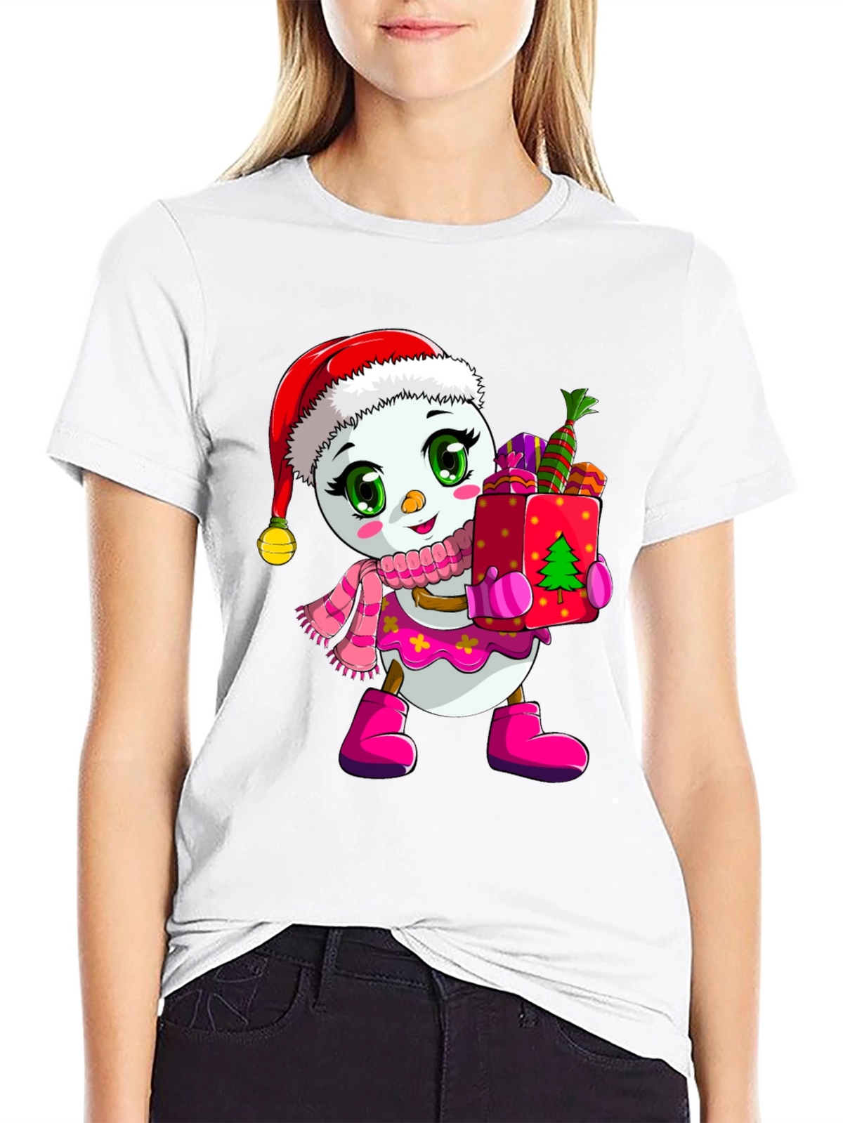 Festive Snowman Graphic Tee - Holiday Cheer