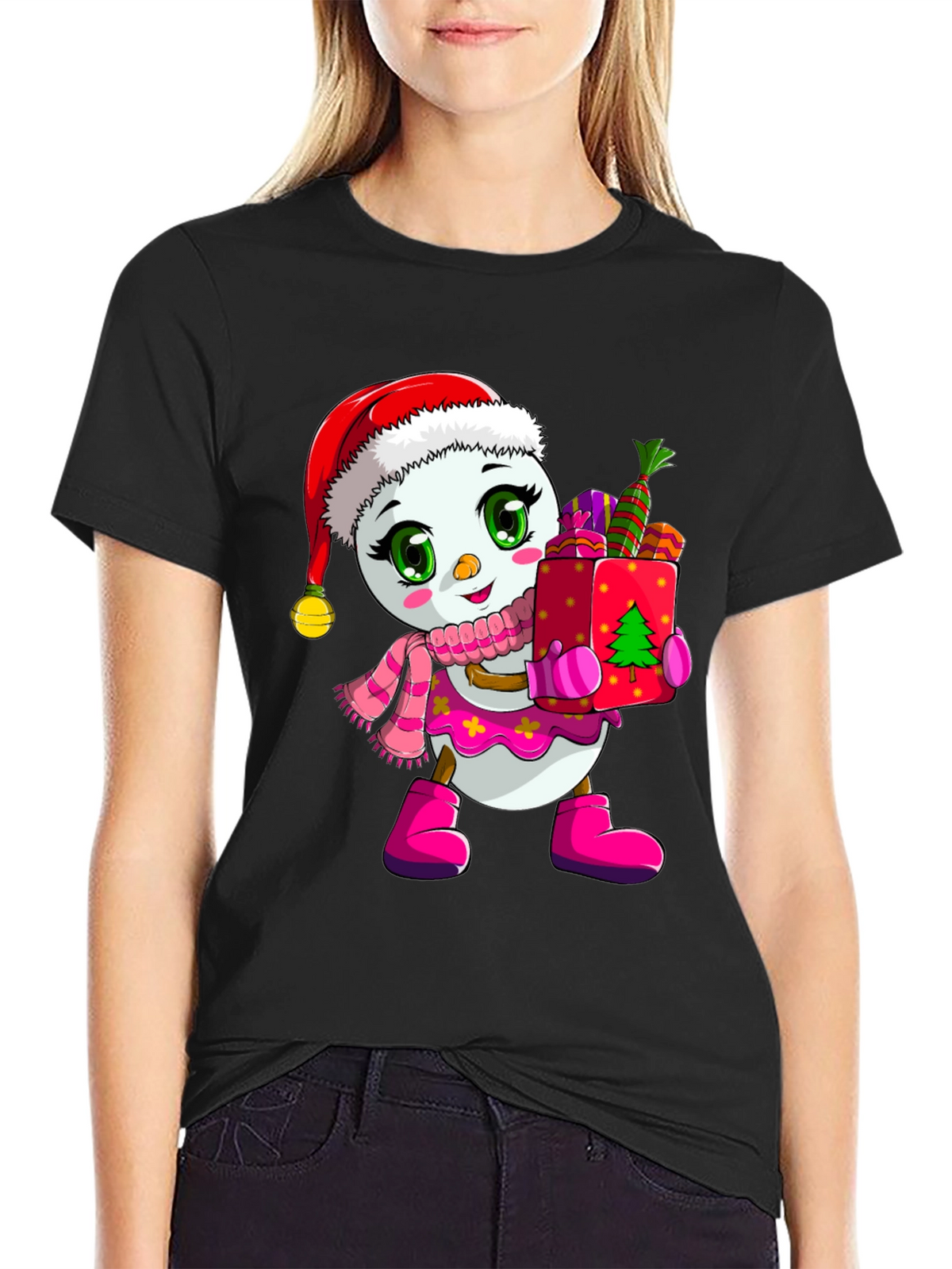 Festive Snowman Graphic Tee - Holiday Cheer
