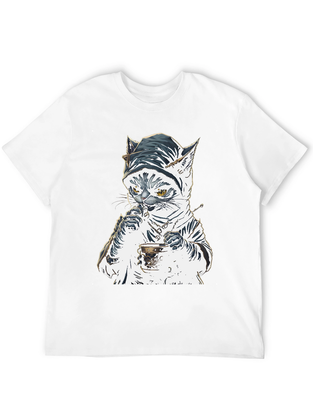 Cat T-Shirt: Sophisticated Feline Tea Time
