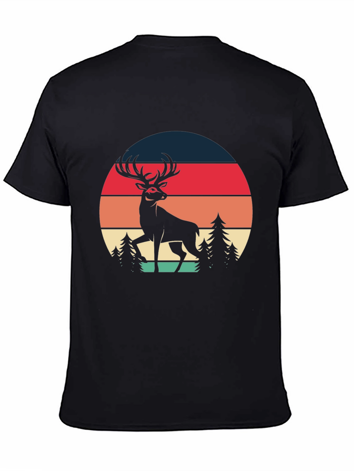 Retro Deer Graphic Tee - Black